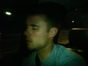 Bryan passed out on the way back fromt he track yesterday. Awesome!