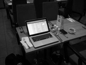 My work station this morning