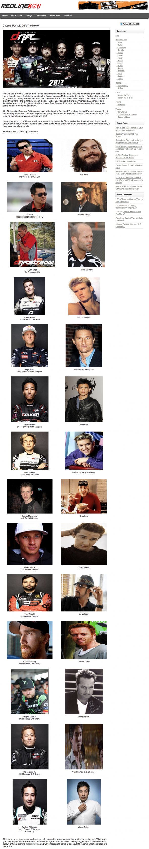 Casting “Formula Drift: The Movie” - Redline360