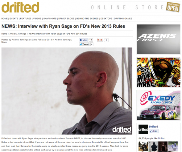 NEWS: Interview with Ryan Sage on FD’s New 2013 Rules | Drifted | International Drifting Coverage